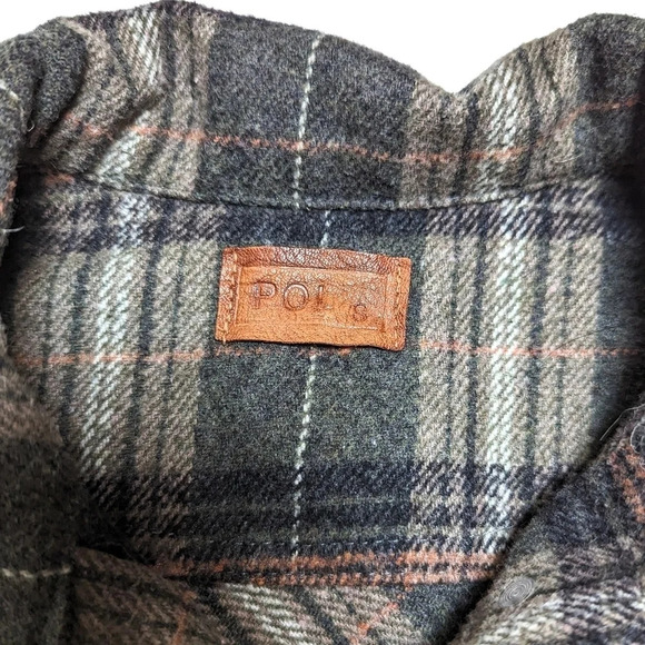 Pol Plaid Cropped Shacket Shirt Jacket Small Green - Picture 6 of 9